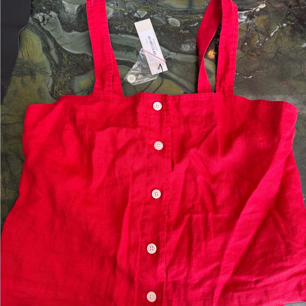 Alex Mill Red Button-Front Tank Top - Picture 2 of 3